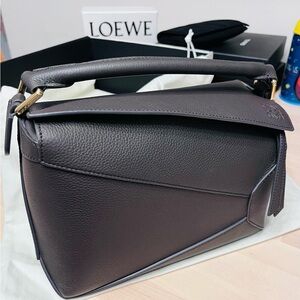 LOEWE Small Leather Puzzle Edge in DARK GREY color